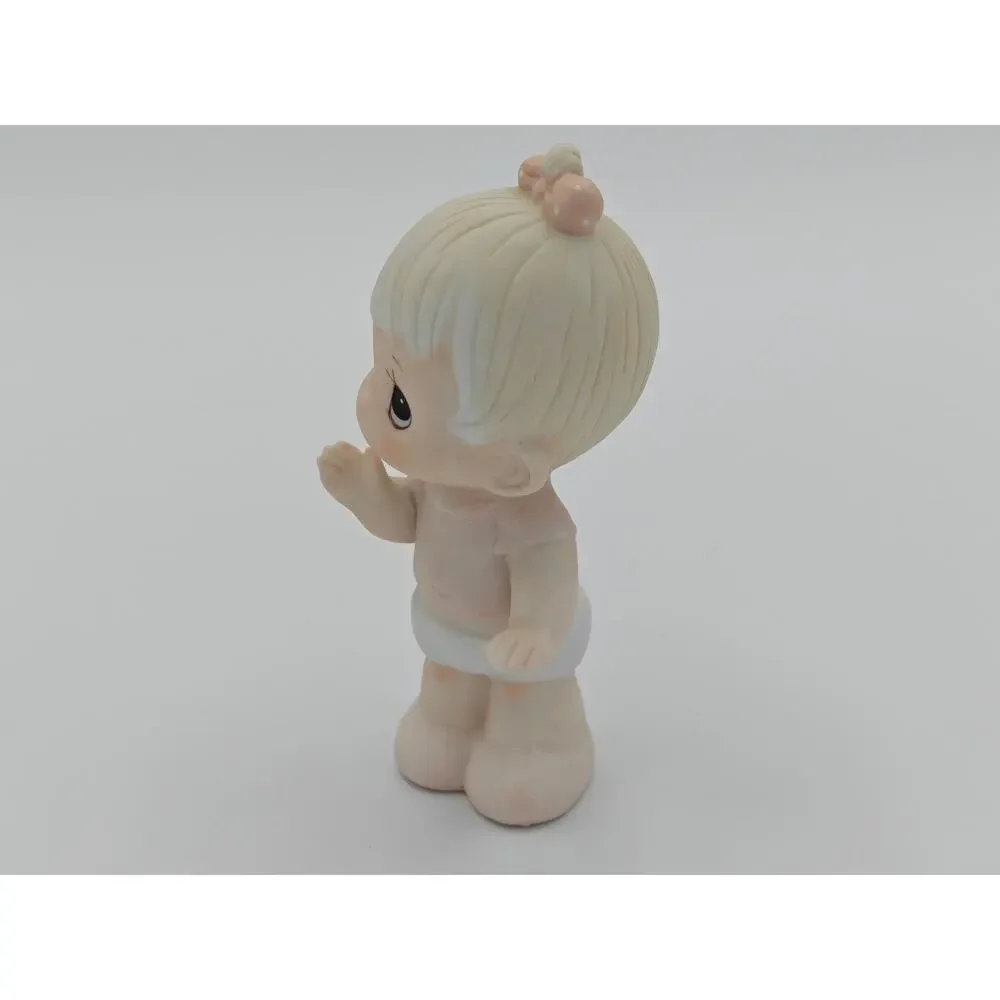 Precious Moments E2852B Enesco Figurine Baby Girl Standing Pink Dress Bow 1983